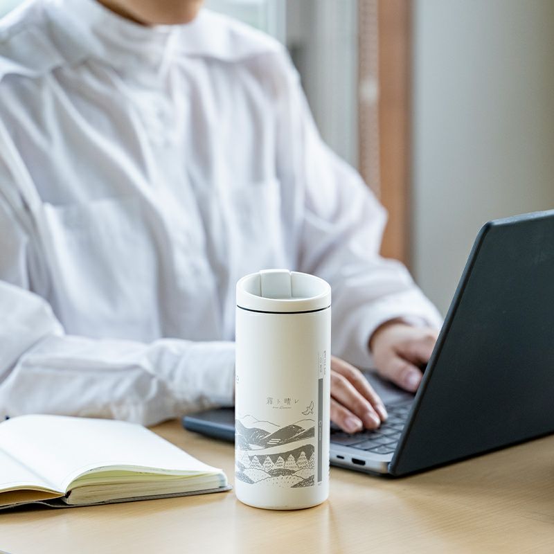 【MiiR（ミアー）】『霧ト晴レ』Kawaneボトル（白）　354ml/12oz　Flip Traveler　Travel Tumbler